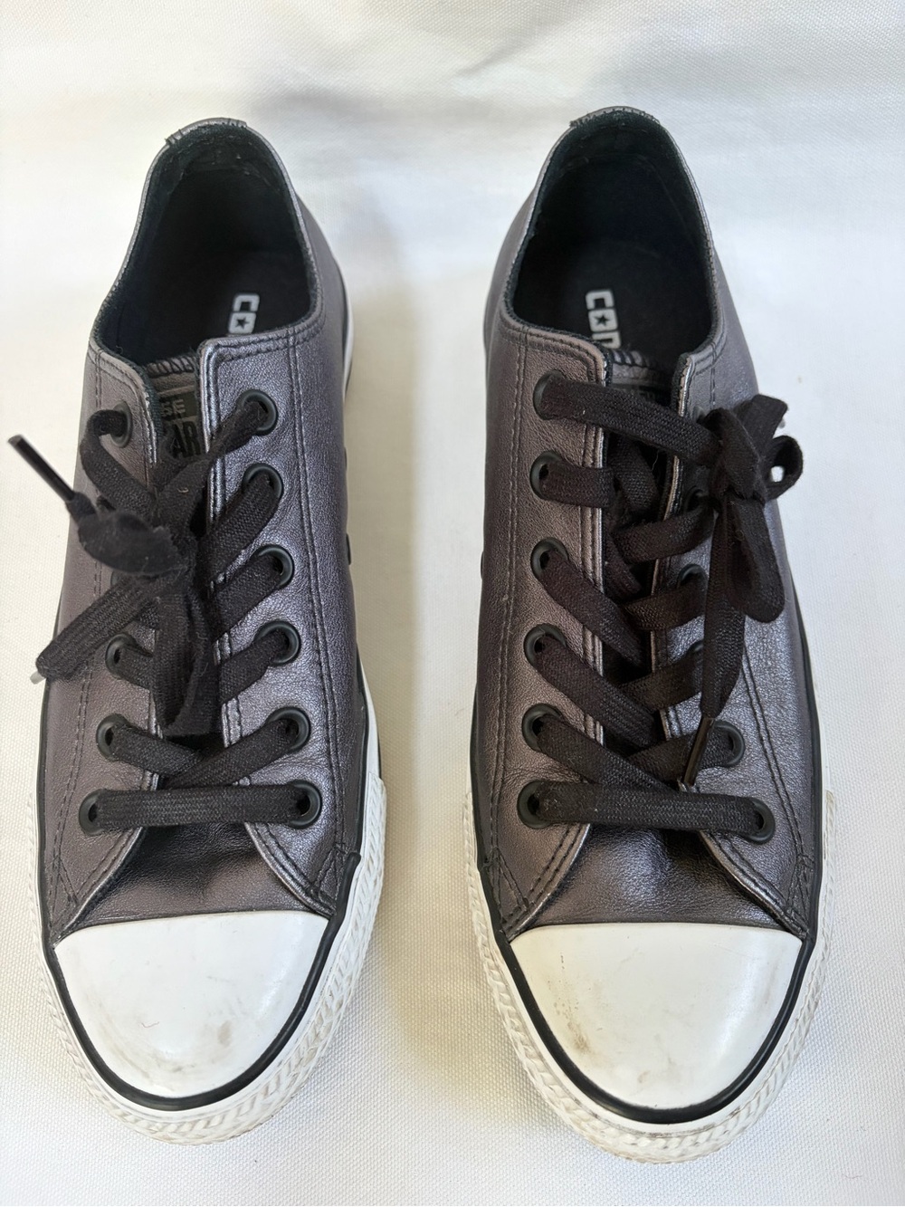 Converse All Star Leather Sneakers Size 8 39 Gray Metallic